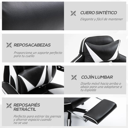 Sedia da gaming ergonomica Vinsetto con schienale reclinabile 65X70X118.5-126.5Cm