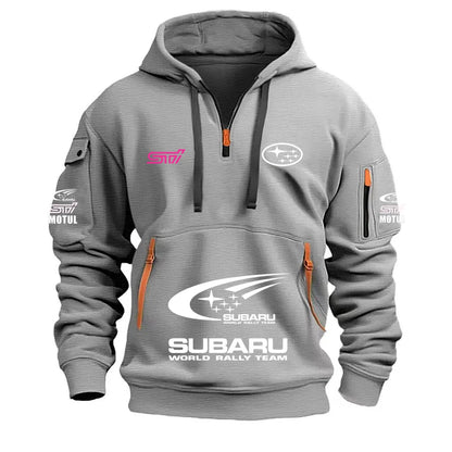 2026 New SUBARU Racing European Size Autumn/Winter Men's Hooded Kangaroo Pocket Sports Fleece Hoodie Top Coat