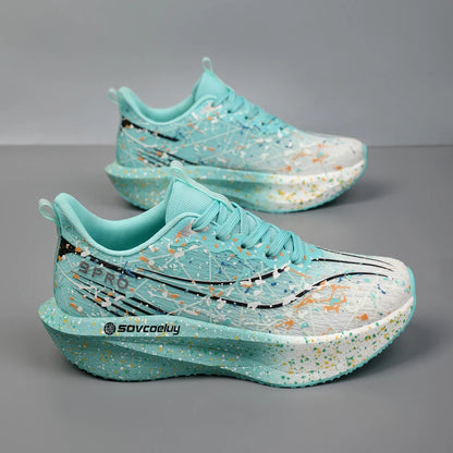 Zapatillas de running para hombre y mujer con placa de carbono, amortiguación para maratón, deportivas, transpirables, ligeras, cómodas y antideslizantes