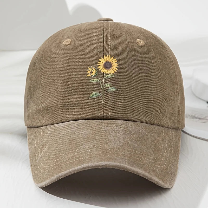 Baseballkasket med retro solsikkemønster (Dad Hat), velegnet til udendørs sport, fiskeri og camping, vandrekasket