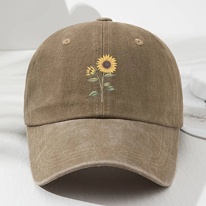 Baseballkasket med retro solsikkemønster (Dad Hat), velegnet til udendørs sport, fiskeri og camping, vandrekasket