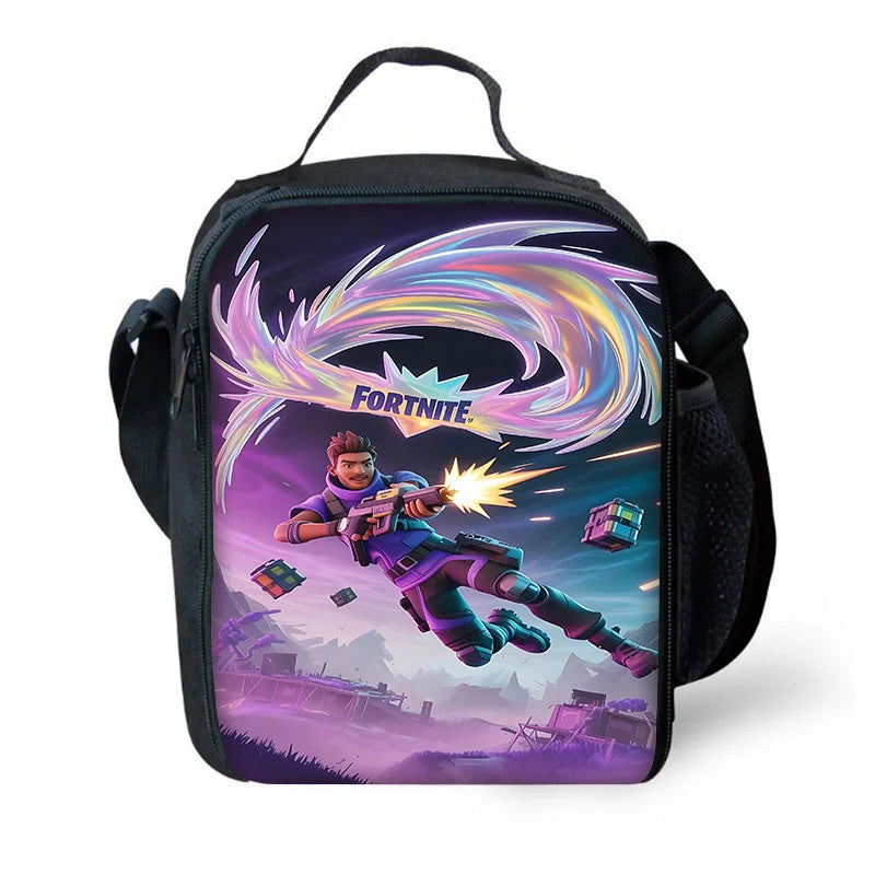Borsa termica per bambini di grande capacità per ragazzi e ragazze, stile gioco F-FortniteS, per studenti, picnic all’aperto, lunch box termico refrigerante riutilizzabile