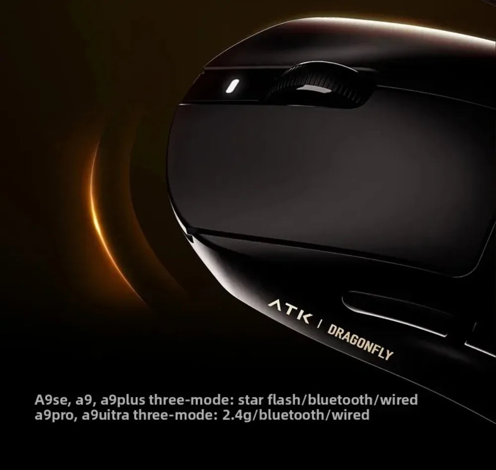 Mouse gaming wireless Bluetooth ATK Dragonfly A9, design ergonomico, risposta rapida, PAW3950 Ultra, 800mAh, leggero, 8KHz, eSport
