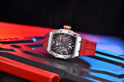 Orologio da uomo PAGANI DESIGN 2026 New al quarzo, movimento VH65, quadrante scheletrato, impermeabile 100M, sportivo rettangolare, vetro zaffiro