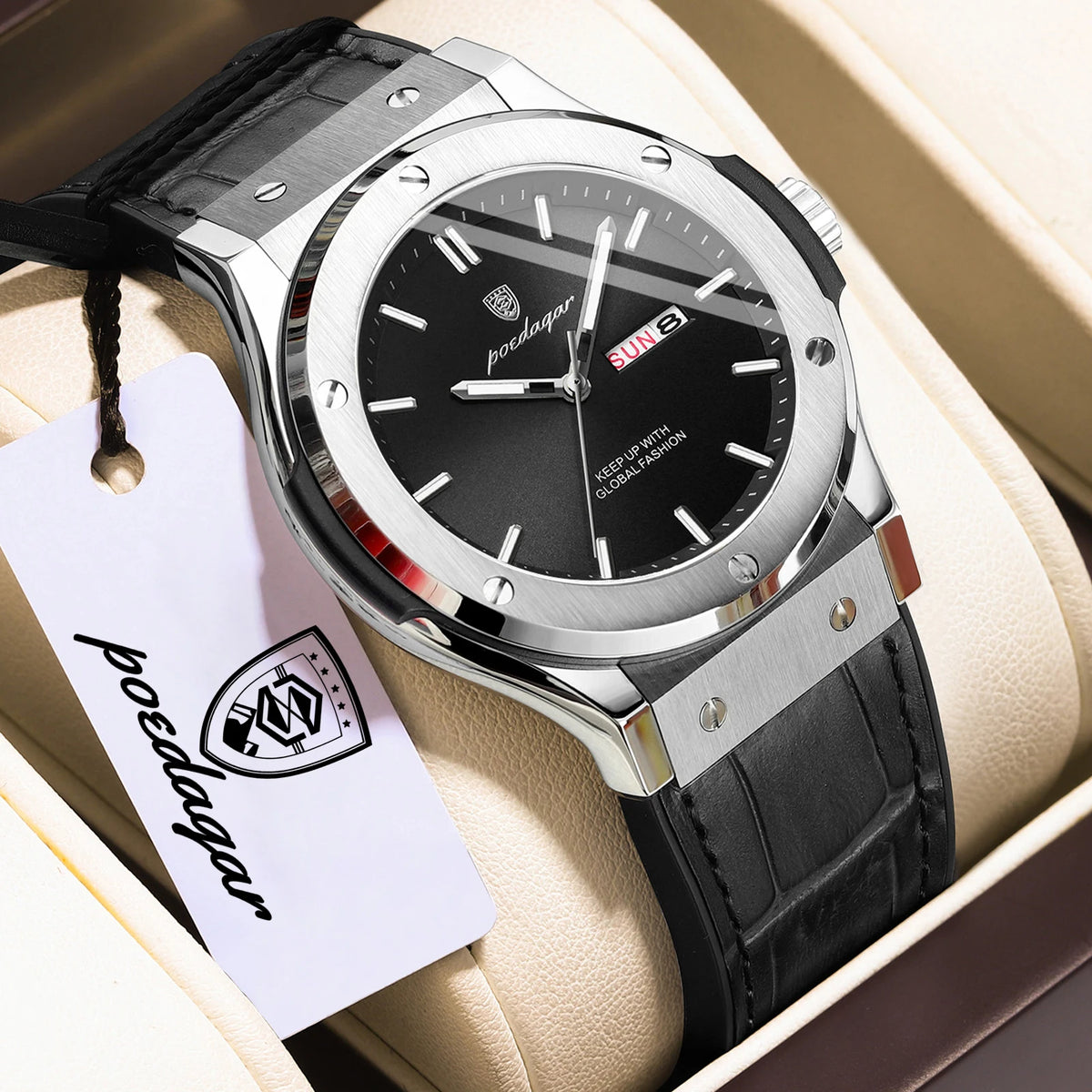 Relógio para homem POEDAGAR – Modelo original, estilo profissional, à prova de água, bracelete em silicone, indicação da data e do dia, movimento de quartzo, relógio de luxo na moda.