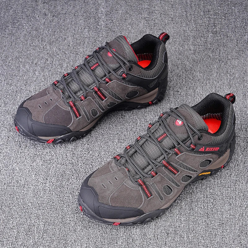 HIKEUP Buty turystyczne męskie Zimowe buty wspinaczkowe i trekkingowe dla mężczyzn Skórzane, oddychające, outdoorowe, antypoślizgowe buty sportowe i robocze dla mężczyzn
