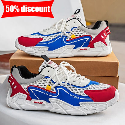 Scarpe sportive da uomo estive in mesh, casual e alla moda, con lacci, per camminare, 2026 nuove sneakers giovani per uso quotidiano e pendolarismo, comode e versatili