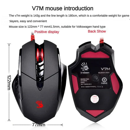 Bloody V7M Wired Mouse RGB Lightweight Ergonomics Design 4000dpi Pc Office E-sports Gaming Macro Programming Mouse for CF LOL CS
