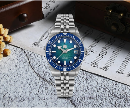 Relógio de mergulho masculino San Martin 37.5mm 40mm Miyota 9015 com mostrador esmaltado, relógio de pulso mecânico automático de luxo, resistente à água 200m SN0148