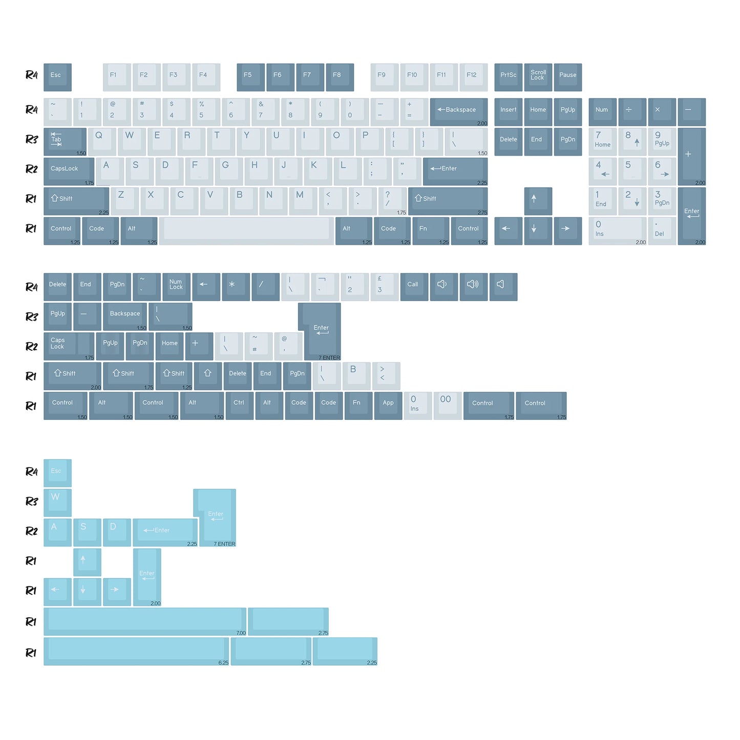 KBDiy 174 teclas/set teclas PBT GMK Apollo Double Shot minimalistas perfil ISO Cherry para teclado mecánico gaming, compatibles con MX