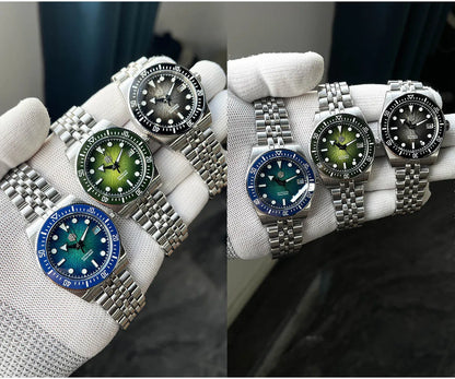 Relógio de mergulho masculino San Martin 37.5mm 40mm Miyota 9015 com mostrador esmaltado, relógio de pulso mecânico automático de luxo, resistente à água 200m SN0148