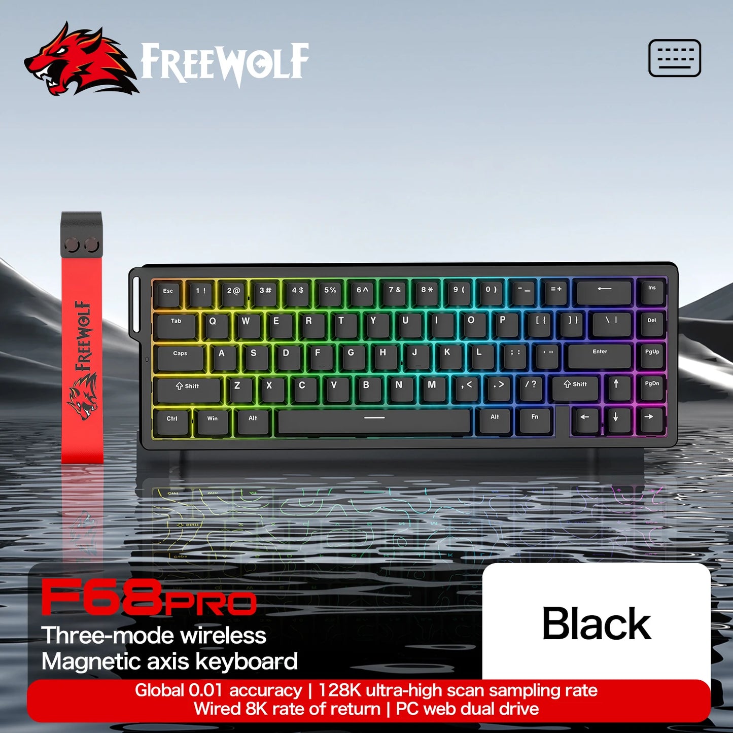 Teclado gaming magnético ATTACK SHARK X68HE X68PRO HE y FREEWOLF F68 con cable F68Pro inalámbrico para gaming profesional, activación rápida de 0.01mm