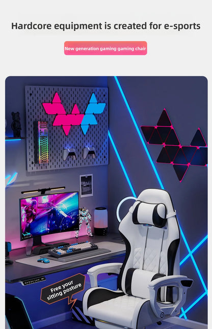 Silla gaming masculina para e-sports, cómoda para estar sentado durante períodos prolongados; silla de ordenador reclinable para momentos de ocio, con respaldo