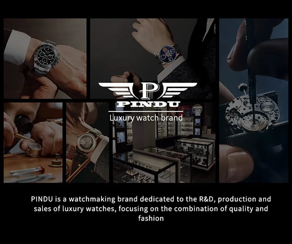 Orologio da uomo PINDU Design 2025 nuovo, Diamond Tourbillon, brand di lusso Astronomia, al quarzo, vetro zaffiro, impermeabile