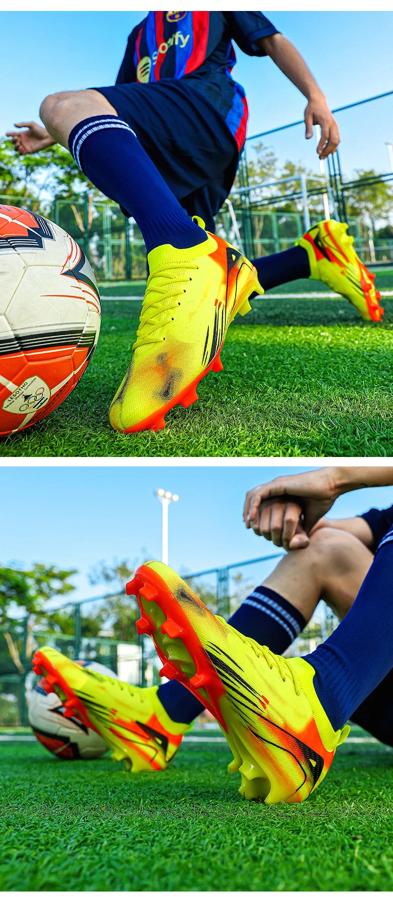 New Men Football Boots FG Non-Slip Training Shoes Soccer Cleats Long Spikes Soccer Shoes Ultralight Outdoor Drop Shipping