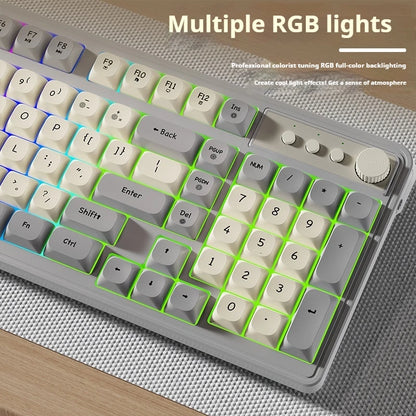 Teclado gaming de oficina EWEADN G98, membrana con retroiluminación arcoíris, USB con cable, externo y silencioso, área numérica, diseño Digh