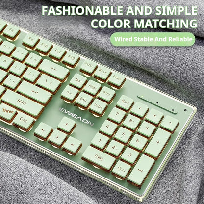 Teclado silencioso con cable EWEADN V3 para oficina y gaming, diseño de teclas tipo película, ergonómico, para Windows/portátil/PC/escritorio, accesorio de e-sports