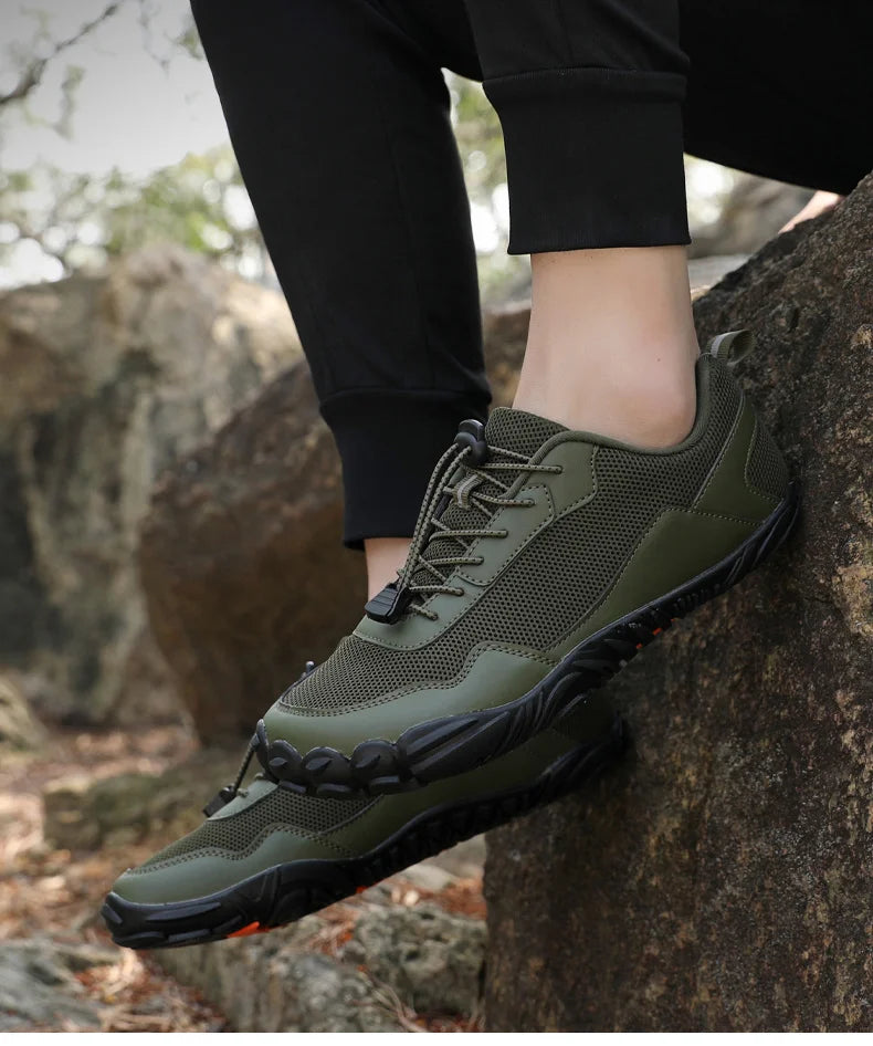 Zapatillas de senderismo para hombre, sin cordones, transpirables, para deportes al aire libre, escalada, trekking y running; antideslizantes, cómodas, calzado informal de jogging para hombre