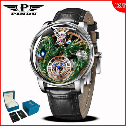 Orologio da uomo PINDU Design 2025 nuovo, Diamond Tourbillon, brand di lusso Astronomia, al quarzo, vetro zaffiro, impermeabile