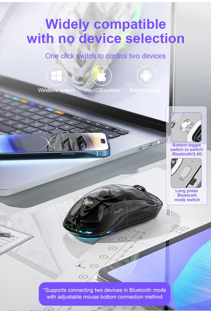 Mouse Bluetooth Wireless AULA SC660, mouse e-sport con connessione trimodale, leggero, ricarica Type-C, per gaming, ufficio, ragazze e ragazzi