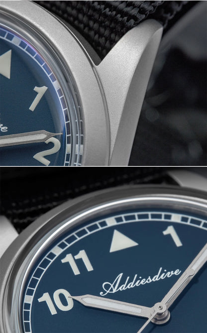 Reloj analógico para hombre ADDIESDIVE de 36mm con cristal de espejo abombado, resistente al agua 100m, luminoso, reloj de cuarzo sencillo para hombre con correa de nailon