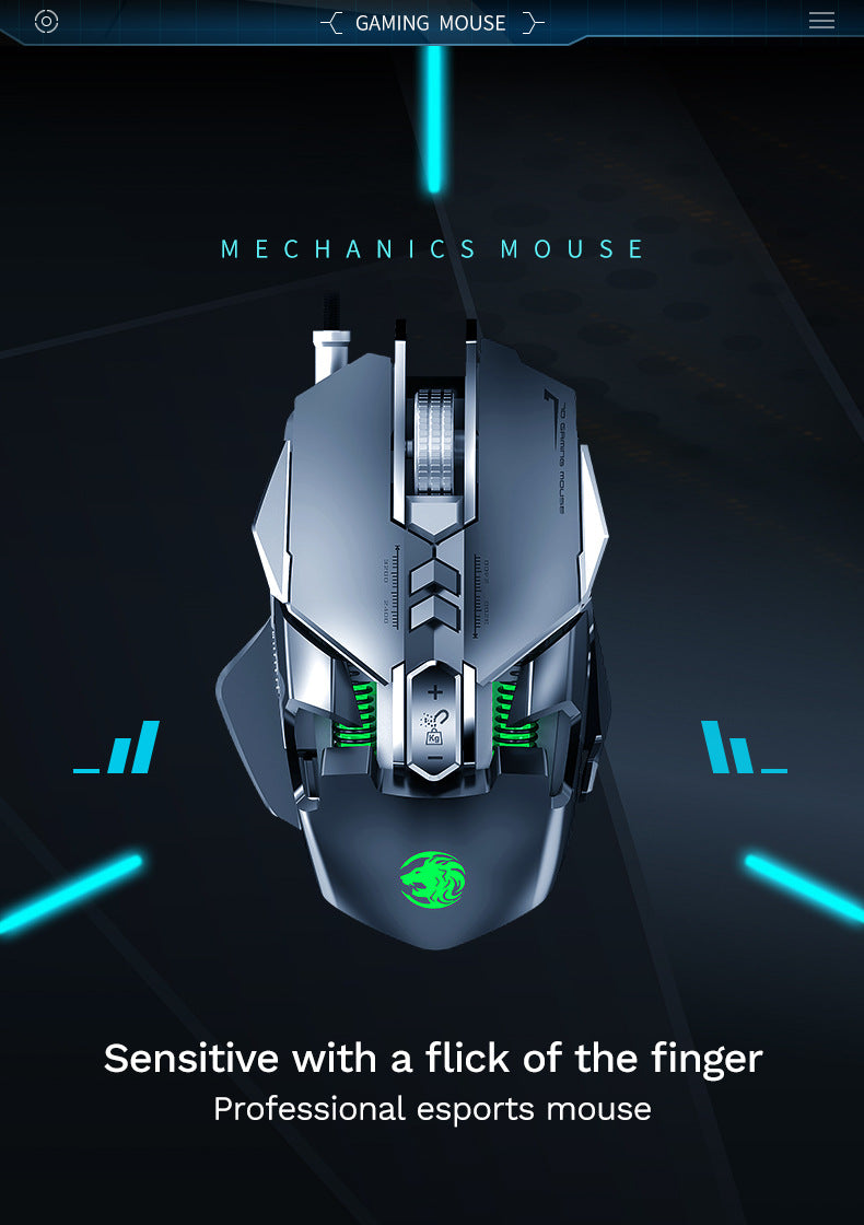 Ratón mecánico con cable para PC gaming y esports, RGB, 6400 DPI, succión magnética y contrapeso DIY