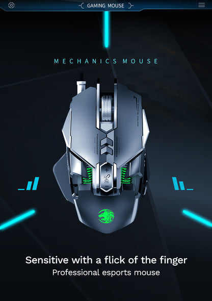 Ratón mecánico con cable para PC gaming y esports, RGB, 6400 DPI, succión magnética y contrapeso DIY