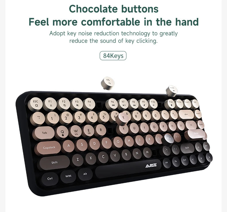 Teclado inalámbrico Ajazz 308I de 18/84 teclas con teclas redondas, Bluetooth, portátil 2.4GHz, teclado numérico para tablet, portátil y Android