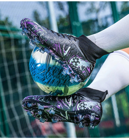 Chaussures de Football pour hommes et femmes, chaussures d'extérieur AG/FG, bottes de Football respirantes, ultralégères, antidérapantes, chaussures d'entraînement de Futsal
