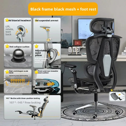 Silla ergonómica minimalista portátil con reposabrazos 10D, silla para ordenador, silla de oficina, silla de estudio, silla gaming, resistente a la gravedad y duradera