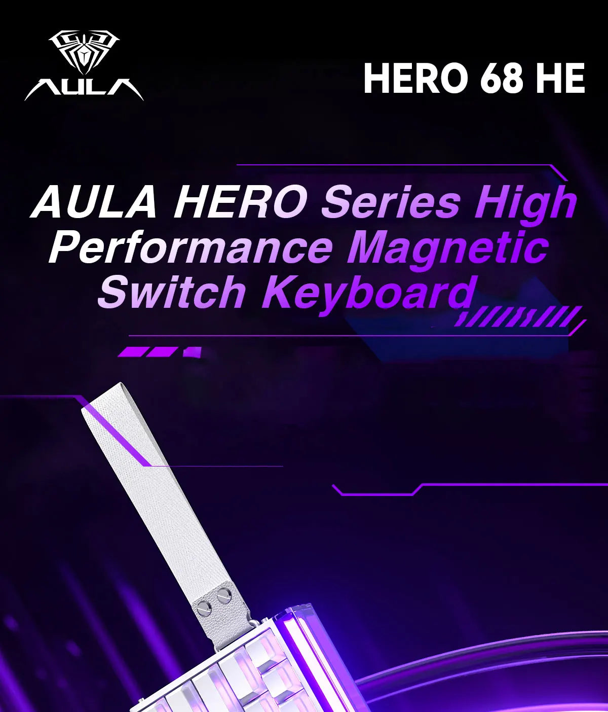 AULA HERO68 HE Tastiera con switch magnetici, Rapid Trigger, polling rate 8K, tastiera da gaming eSports RGB cablata meccanica