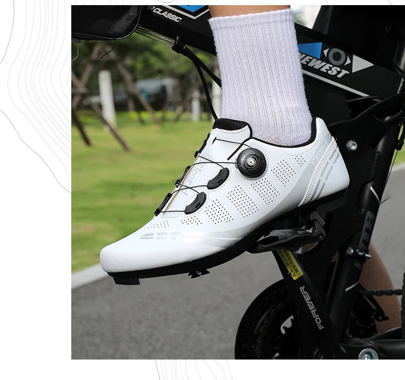 Zapatillas de ciclismo para hombre y mujer, para bicicletas de carretera, competición y carrera, con sistema automático de bloqueo, zapatillas deportivas de ciclismo de velocidad compatibles con calas SPD