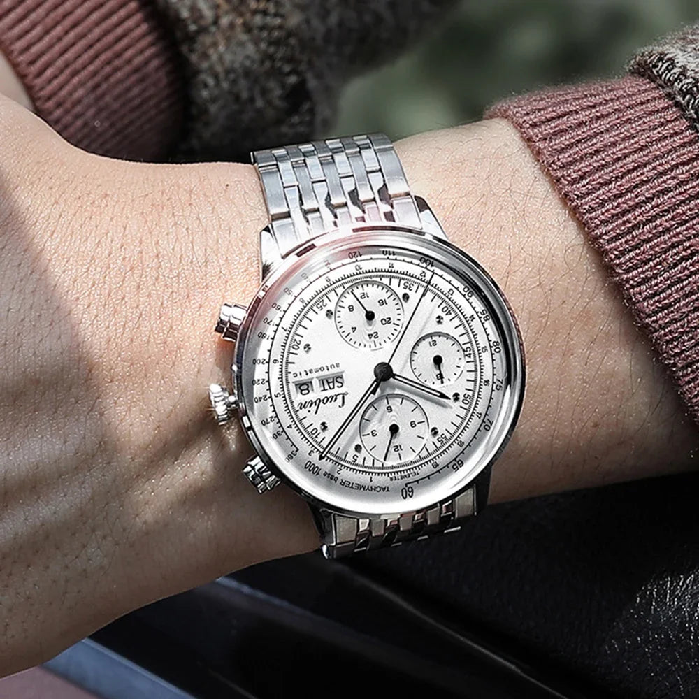 Reloj de lujo para hombre, automático mecánico, de cuerda automática, para negocios, de acero inoxidable, luminoso, 2020
