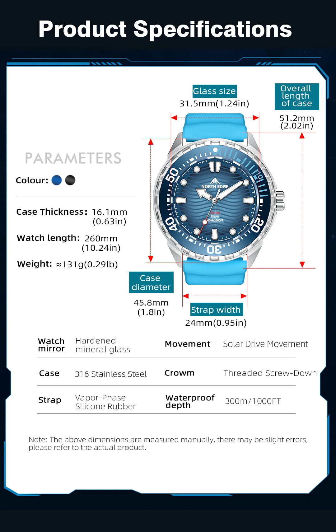 2025 New  NORTH EDGE TRITON Solar Powered Dive Watch Men Luxury Quartz Watches For Men 316L Stainless Steel Case Waterproof 300M