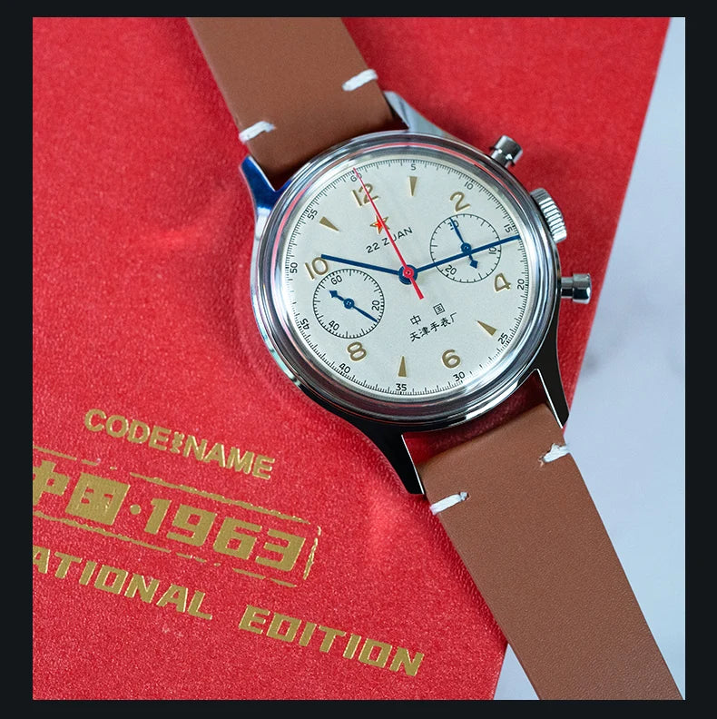Relógio mecânico masculino Seagull 1963 International Edition Pilot Clock ST1901, cronógrafo retro de pulso, aviação da Força Aérea, novo