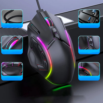Mouse da gaming RGB cablato 12800DPI, 12 tasti, definizione macro, accessori di ricambio per computer, funzionamento fotoelettrico