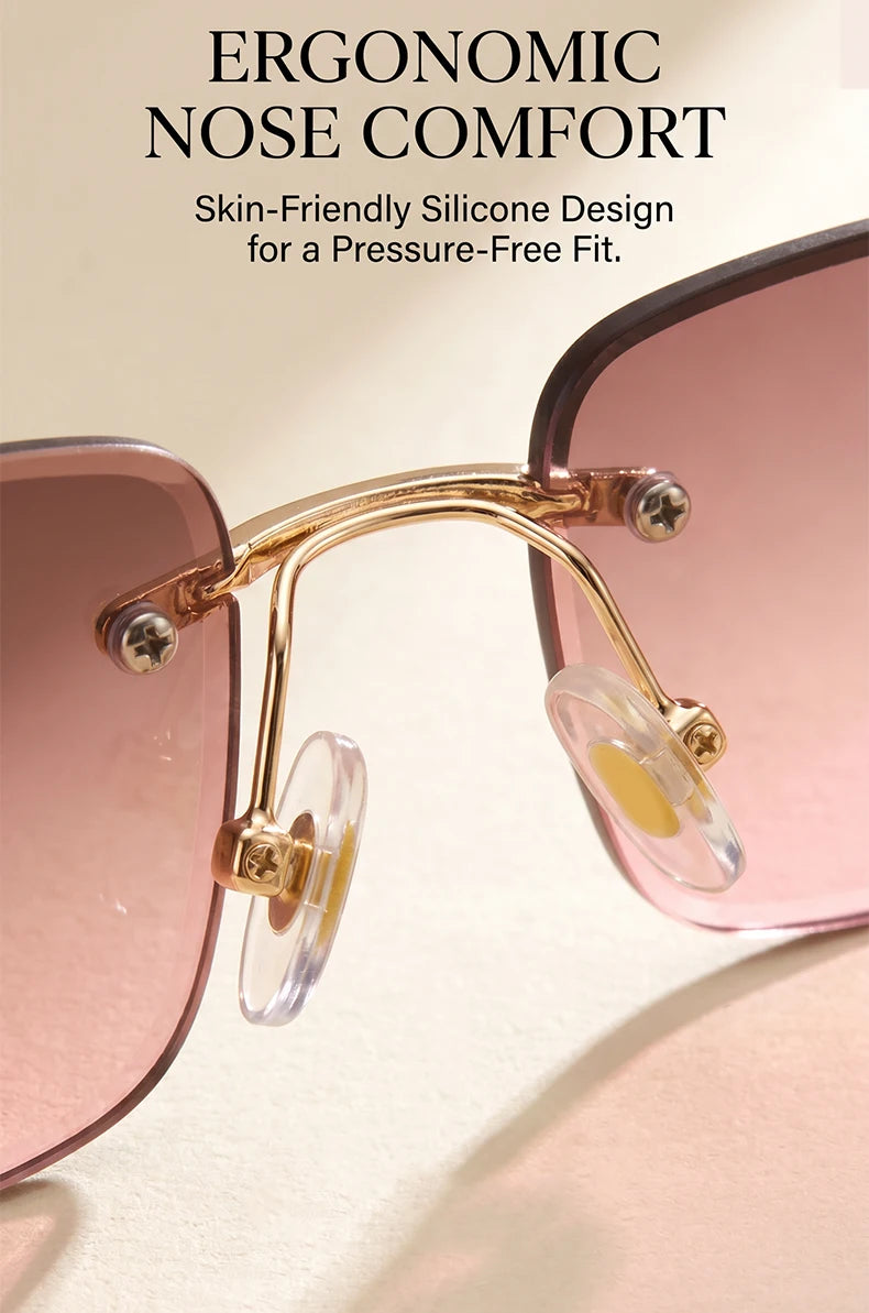 Rimless Rectangle Sunglasses Women 2026 Luxury Designer Fashion Retro Metal Sun Glasses Trendy Y2K Shades Small Frame Eyewear