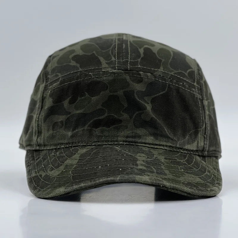 American Retro Camouflage 5-Panel Baseball Cap Female Functional Wind Korean Wide-brimmed Sports Fashion Hip-hop Couple Cap