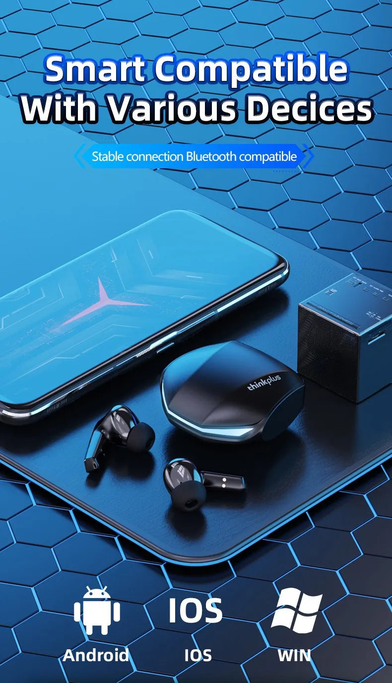 Auricolari wireless Lenovo GM2 Pro TWS Bluetooth 5.3 – Auricolari HD con controllo touch e microfono, cuffie sportive impermeabili