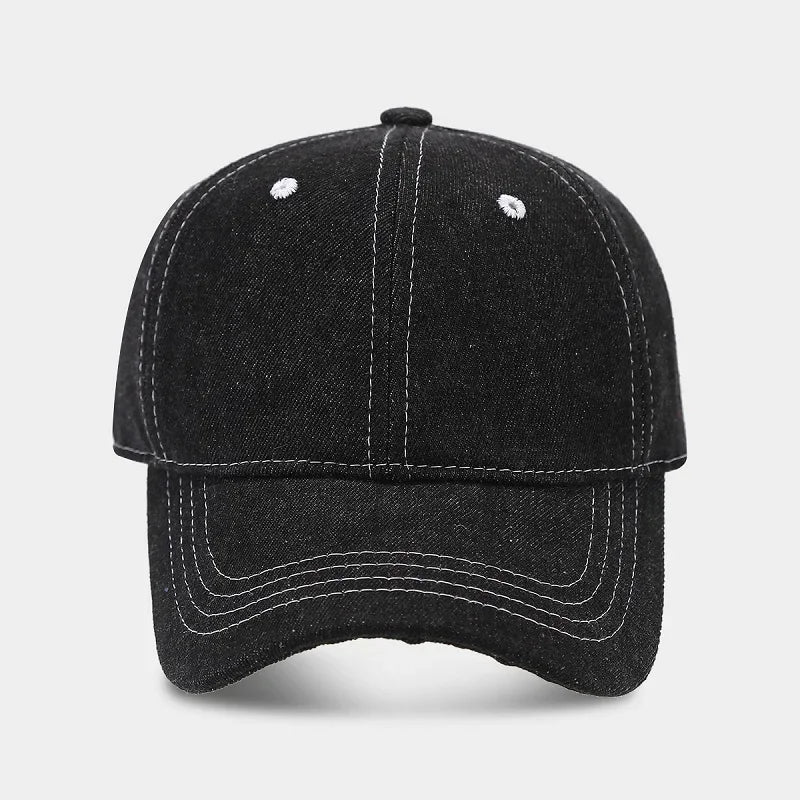 Solid color denim baseball cap for women Korean casual duckbill cap for men summer sun protection cap