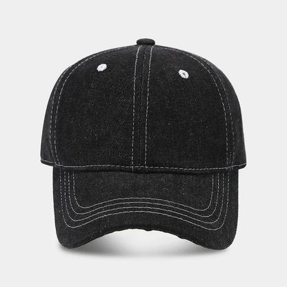 Solid color denim baseball cap for women Korean casual duckbill cap for men summer sun protection cap