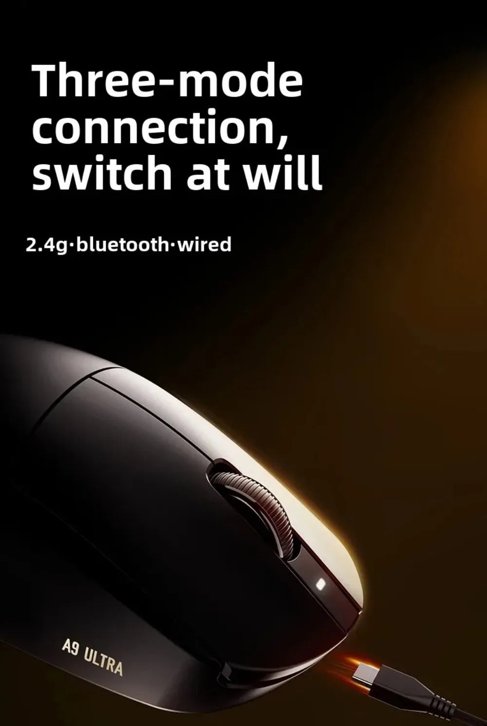Mouse gaming wireless Bluetooth ATK Dragonfly A9, design ergonomico, risposta rapida, PAW3950 Ultra, 800mAh, leggero, 8KHz, eSport