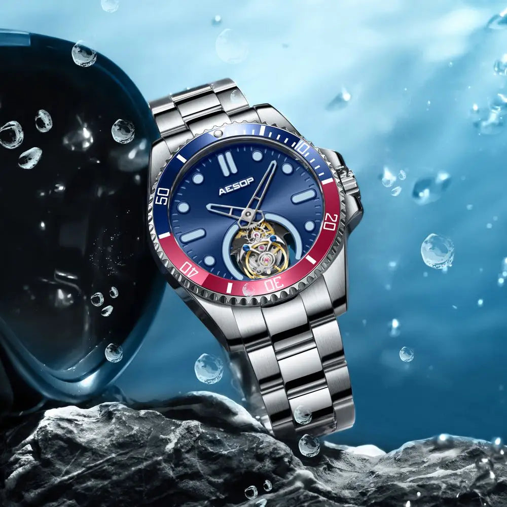 AESOP 2025 Men Flying Tourbillon Mechanical Wristwatch Male Skeleton Luxury Sapphire Watch Mens Waterproof Super Luminous Clocks