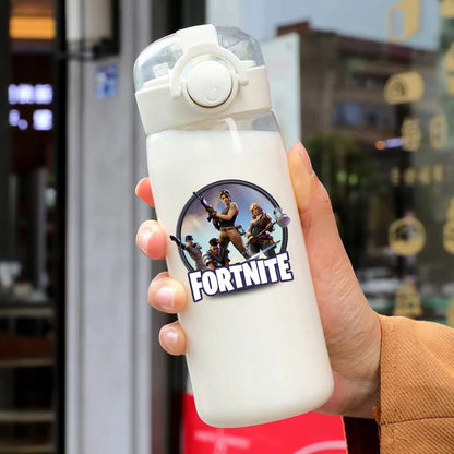 Bicchiere con cannuccia Fortnite da 400ML e 18CM per adulti, ragazzi e ragazze, graziosa tazza per acqua con motivo cartoon per studenti, bottiglia d’acqua resistente agli urti, portatile, idea regalo