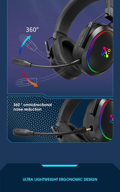 Cuffie da gaming wireless LDON per PS5 PS4, Bluetooth 2.4GHz, audio surround 3D, microfono con cancellazione del rumore, bassa latenza