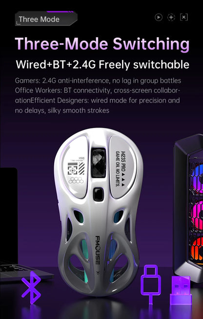 Tri-Mode RGB Gaming Mouse Wireless 2.4G Bluetooth Wired Lightweight Gaming Mouse with Chroma RGB Lighting, 4800 DPI Rechargeable Gaming Mouse for PC & Laptop