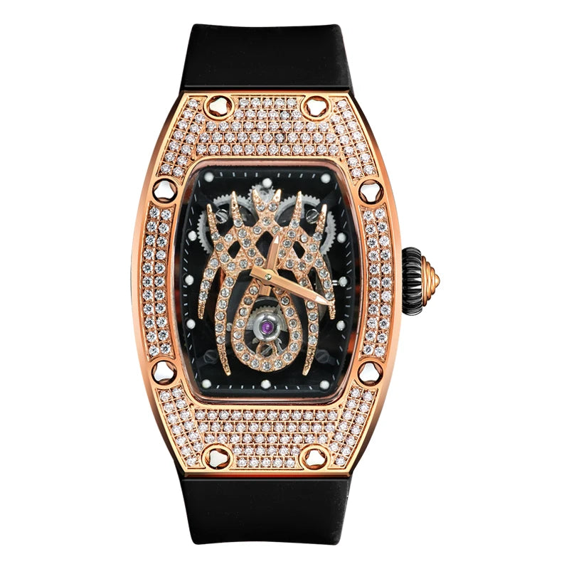 HANBORO Spider Collection Spider Ruby and Diamond Crafted Luminous Full Diamonds Luxury Women's Watch