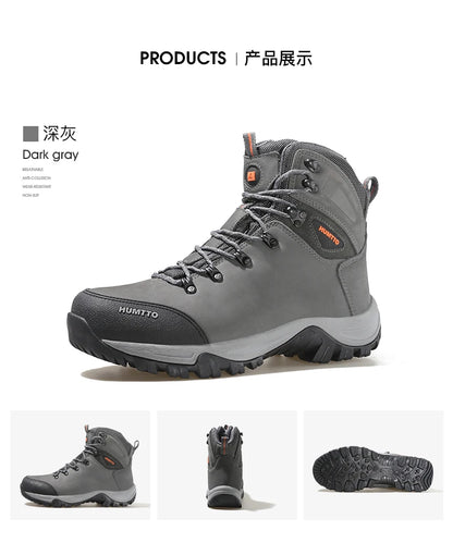 Zapatos de senderismo HUMTTO, botas de caza impermeables para hombre, botas tácticas de combate para desierto hasta el tobillo, botas de trekking para hombre y mujer, zapatillas cálidas de cuero
