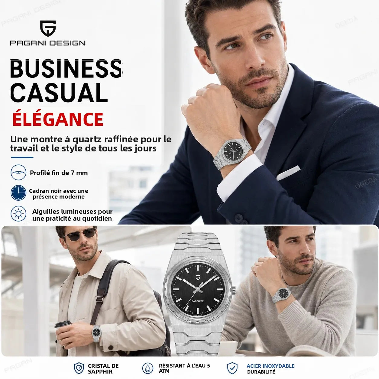 PAGANI DESIGN 2026 new ultra-thin 7mm quartz men's watch stainless steel sapphire 10Bar waterproof C3 upgrade V2 reloj hombre
