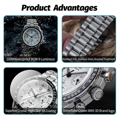 Reloj para hombre Watchdives New Wd1863 de cuarzo VK63, cronógrafo, cristal de zafiro abombado, resistente al agua, 39Mm, acero, marca líder, lujo, negocios
